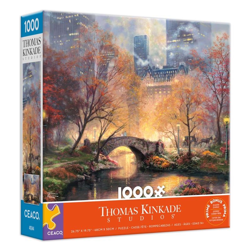 CEACO Central Park in the Fall Jigsaw Puzzle - 1000 Pieces - Detailed Central Park Artwork for 1000 Piece Puzzle - Scenic Autumn Colors for Thomas Kinkade Fans - Image 1