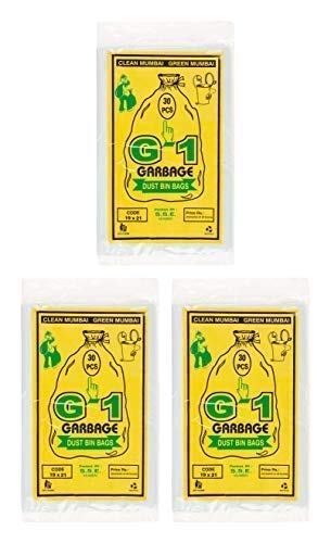 G1 G 1 Disposable Garbage/Trash/Dustbin Bags and covers in Packs For Home Hotels Hospitals | Medium Size | (19x21 inches - Pack of 3, Black) - (30 Bags Per Pack) - Image 2