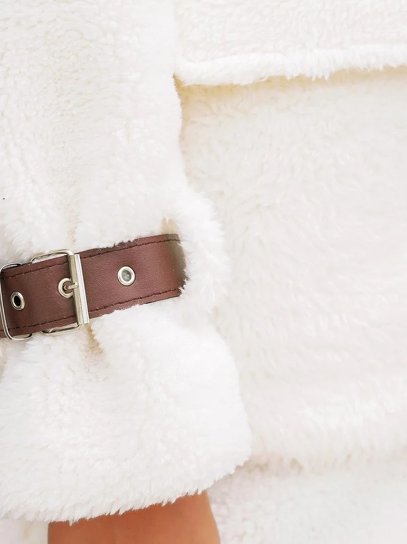 بيغ دارت معطف فراء صناعي فاخر كبير الحجم من  مع جيوب