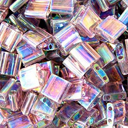 Smokey Amethyst Ab Transparent Tila Beads 72 Gram Tube By Miyuki Are a 2 Hole Flat Square Seed Bead 5x5mm 19mm Thick with 8mm Holes