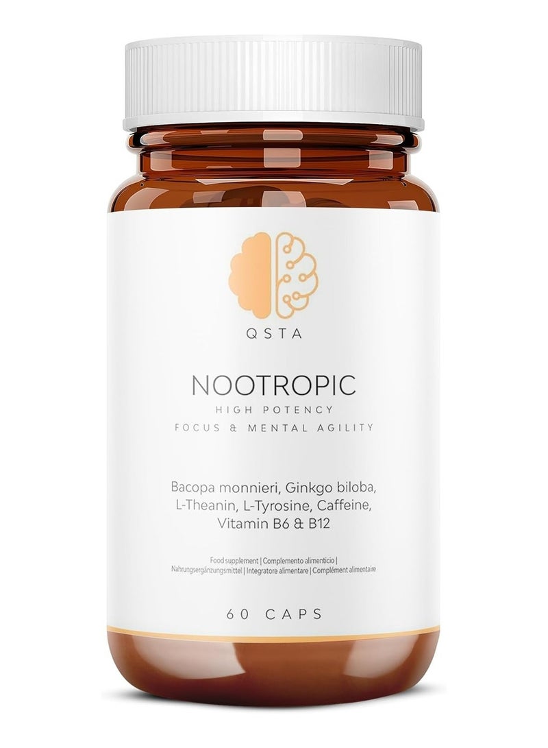 Nootropic Focus, Very High Potency Daily Cognitive Enhancer 60 Capsules