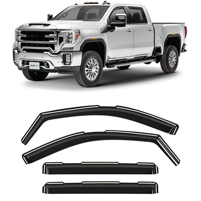 حراس المطر المتينة بشكل لا يصدق من CLIM ART لقمرات GMC Sierra 2500HD 3500HD 2020-2025
