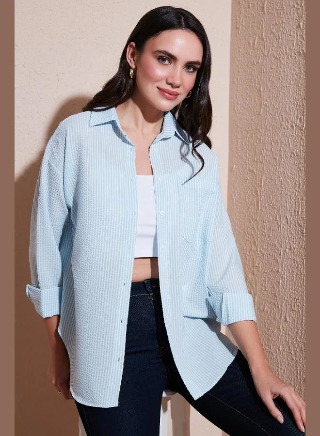 Lela Lela Regular Fit Long Sleeve Pocket Striped Shirt Women's SHIRT 6772895