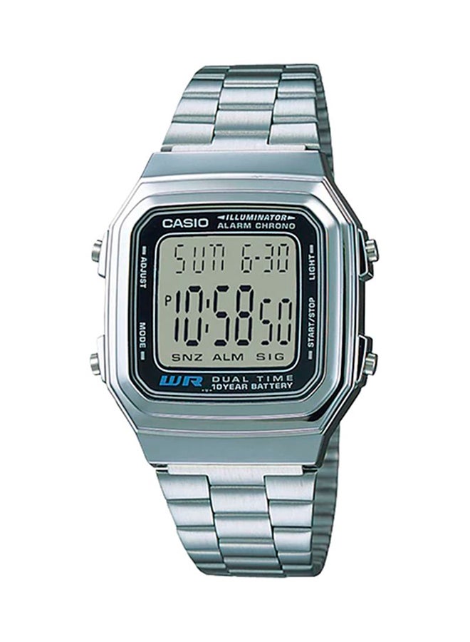 CASIO Men Stainless Steel Digital Watch A178Wa - 34 mm - Silver - Image 1