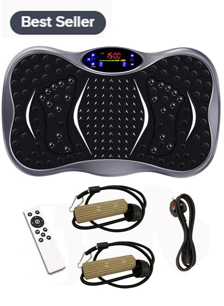 مييلان آلة تمارين اللوحة الاهتزازية، 99 مستوى من الشدة، مدربات لياقة بدنية اهتزازية منزلية - منصة تمارين بدنية شاملة - مع أحزمة مقاومة - Image 1