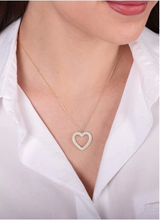 Generic Women's heart-shaped crystal-studded necklace with a luxurious feminine design and an attractive shiny touch - gold  - Image 4