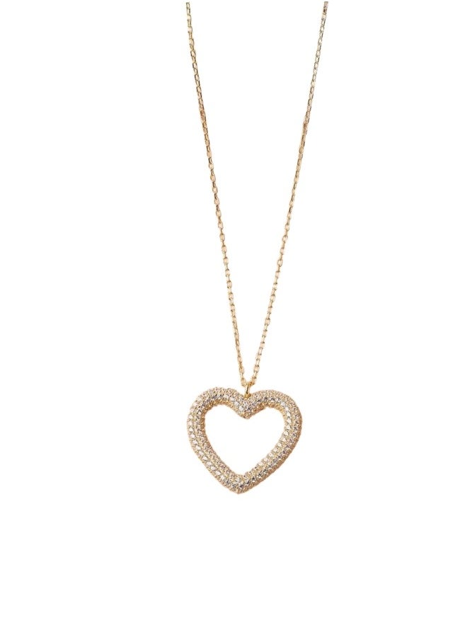 Generic Women's heart-shaped crystal-studded necklace with a luxurious feminine design and an attractive shiny touch - gold  - Image 1