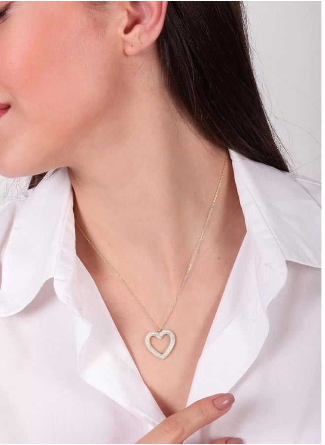Generic Women's heart-shaped crystal-studded necklace with a luxurious feminine design and an attractive shiny touch - gold  - Image 3