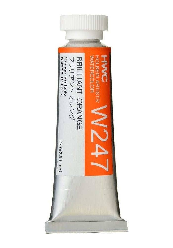 Holbein Artist's Watercolor 15ml Tube - Brilliant Orange (W247) - Image 1