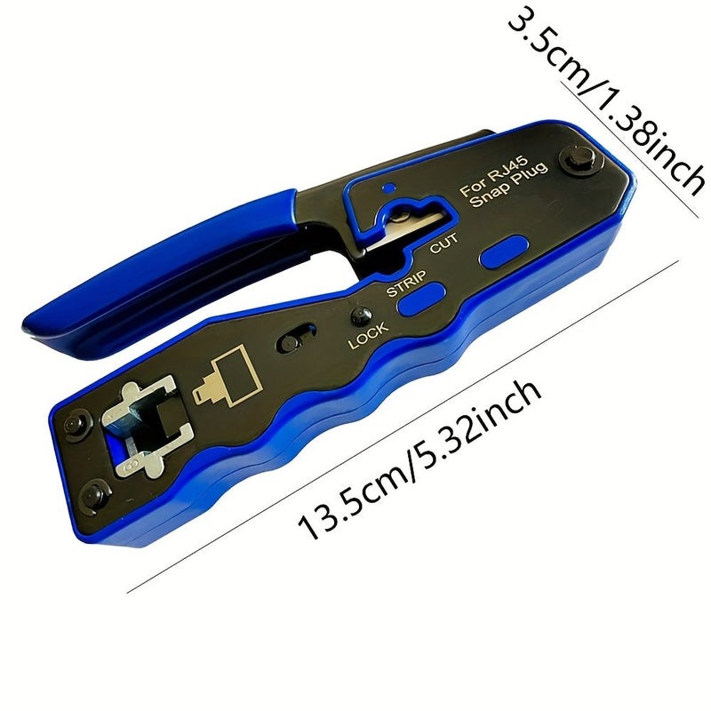أداة تجعيد RJ45 زرقاء من الفئة 6 لكابلات CAT5E وCAT6A وموصلات 8P - Image 3