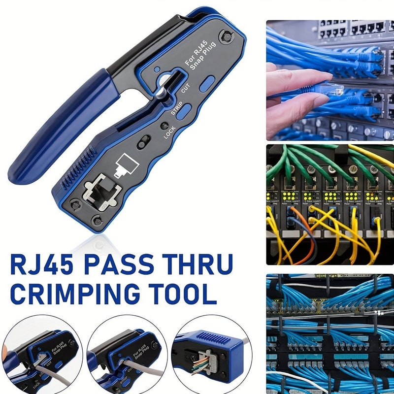 أداة تجعيد RJ45 زرقاء من الفئة 6 لكابلات CAT5E وCAT6A وموصلات 8P - Image 4