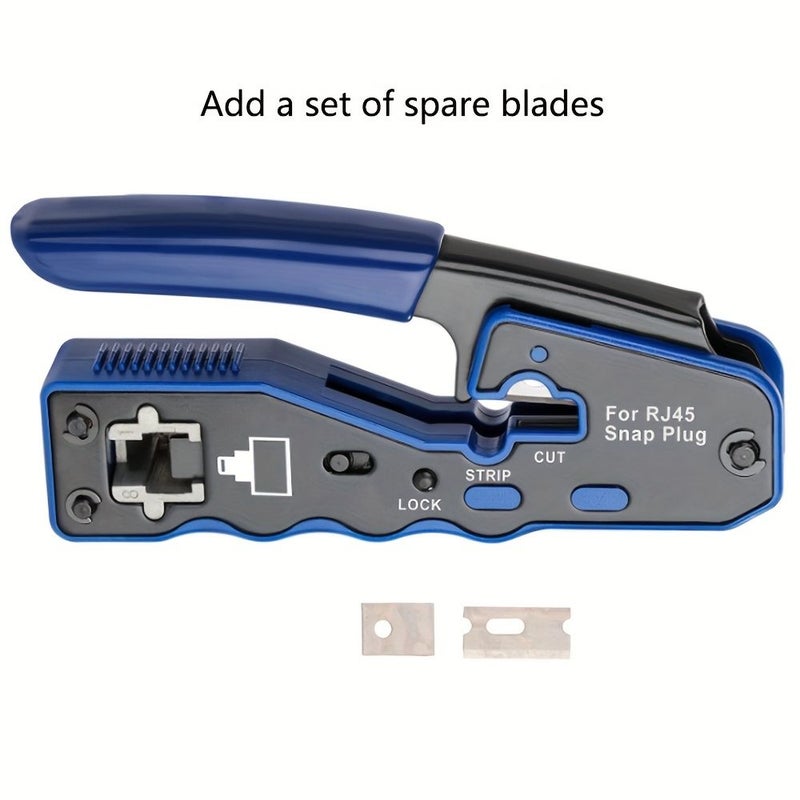 أداة تجعيد RJ45 زرقاء من الفئة 6 لكابلات CAT5E وCAT6A وموصلات 8P - Image 1