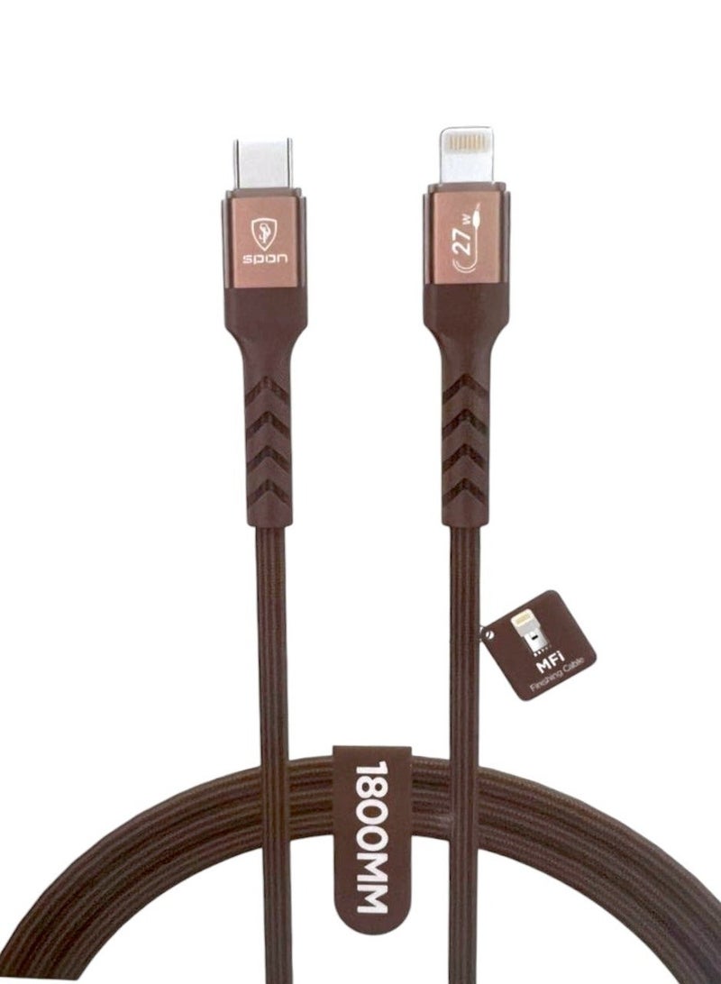 SPON Original and high quality USB C to Lightning cable, 1800 mm long from Spon, compatible with iPhone 14 Pro Max/ 14 Pro/ 14 Plus/ 14/ 13/ 12/ 11/ 8/ 7/ X/ Xs Max / and iPads - Image 1