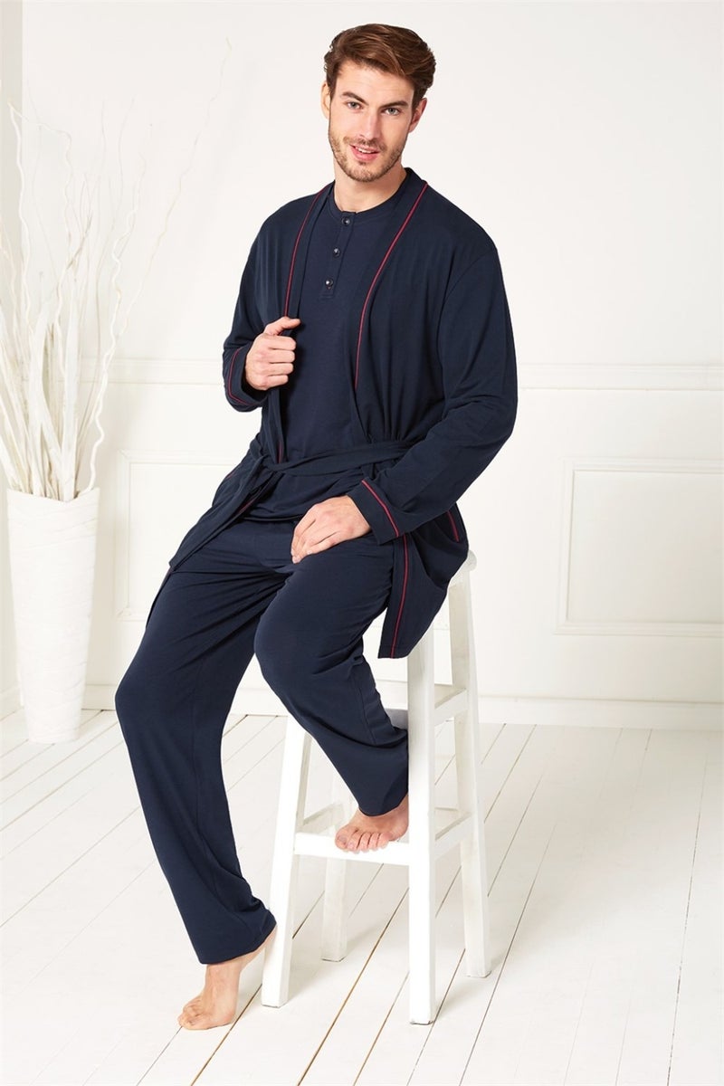 Doreanse Navy Blue Men's T-Shirt-Pants-Dressing Gown 3 Piece Set 4500  - Image 3