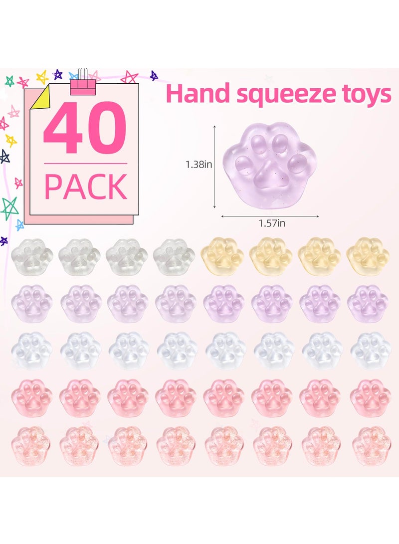 Excefore لعبة سكويشيز سكويشيز، 40 قطعة من هدايا حفلات القطط للأطفال، ألعاب موتشي سكويشيز على شكل مخلب قطة، ألعاب حسية لتخفيف التوتر، ألعاب حسية على شكل كرة سكويشيز على شكل حيوانات، أكياس هدايا للأطفال الصغار والكبار - Image 3