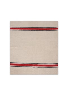 LuxHome Cotton Floor Cleaning Duster Pack – Ultra Absorbent Cleaning Cloths for Wet & Dry Surfaces, Multi-Purpose Towels for Kitchen & Home Use, Beige with Red & Blue Stripes, 19"x19", Pack of 10  - Image 1