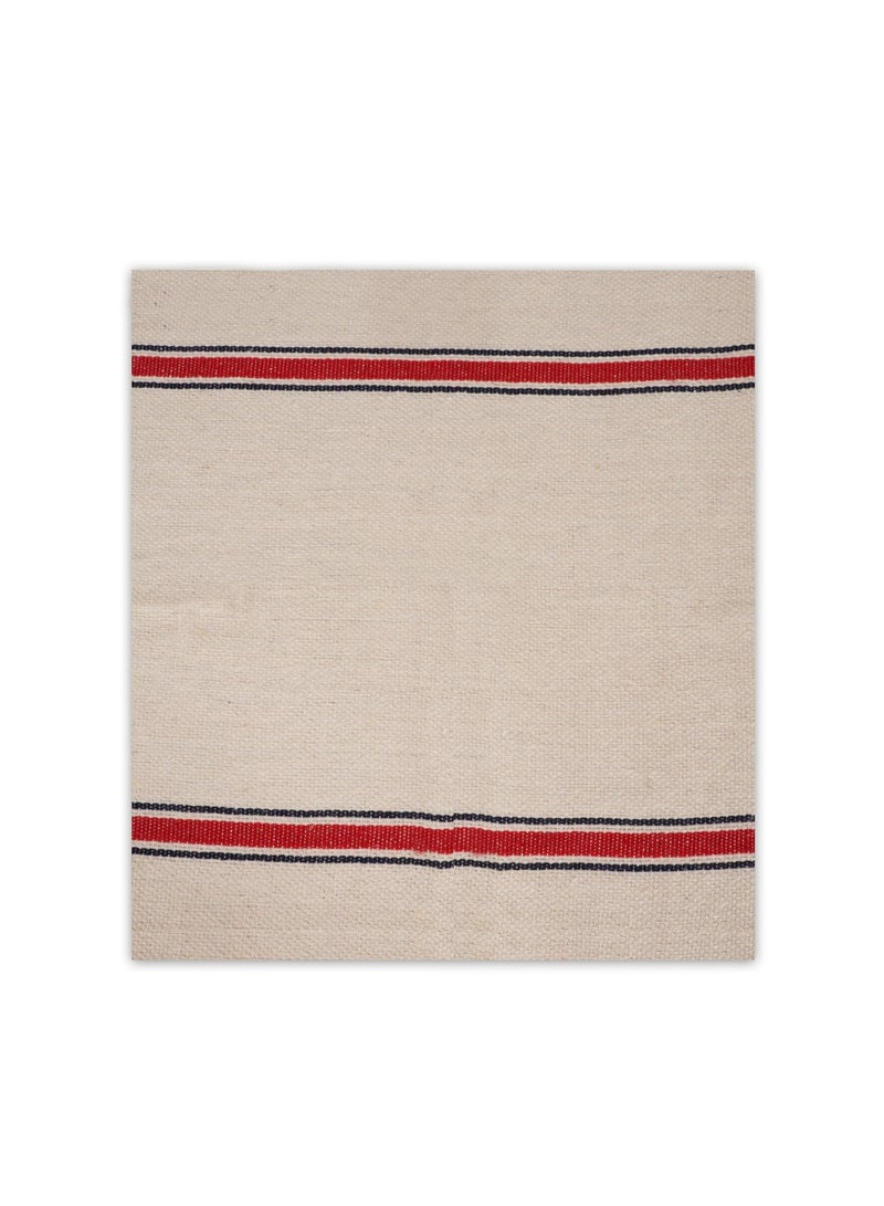 LuxHome Cotton Floor Cleaning Duster Pack – Ultra Absorbent Cleaning Cloths for Wet & Dry Surfaces, Multi-Purpose Towels for Kitchen & Home Use, Beige with Red & Blue Stripes, 19"x19", Pack of 10 - Image 1