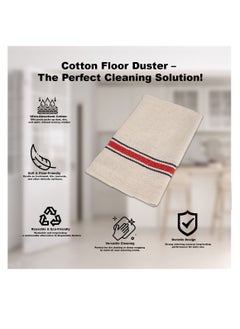 LuxHome Cotton Floor Cleaning Duster Pack – Ultra Absorbent Cleaning Cloths for Wet & Dry Surfaces, Multi-Purpose Towels for Kitchen & Home Use, Beige with Red & Blue Stripes, 19"x19", Pack of 10  - Image 5