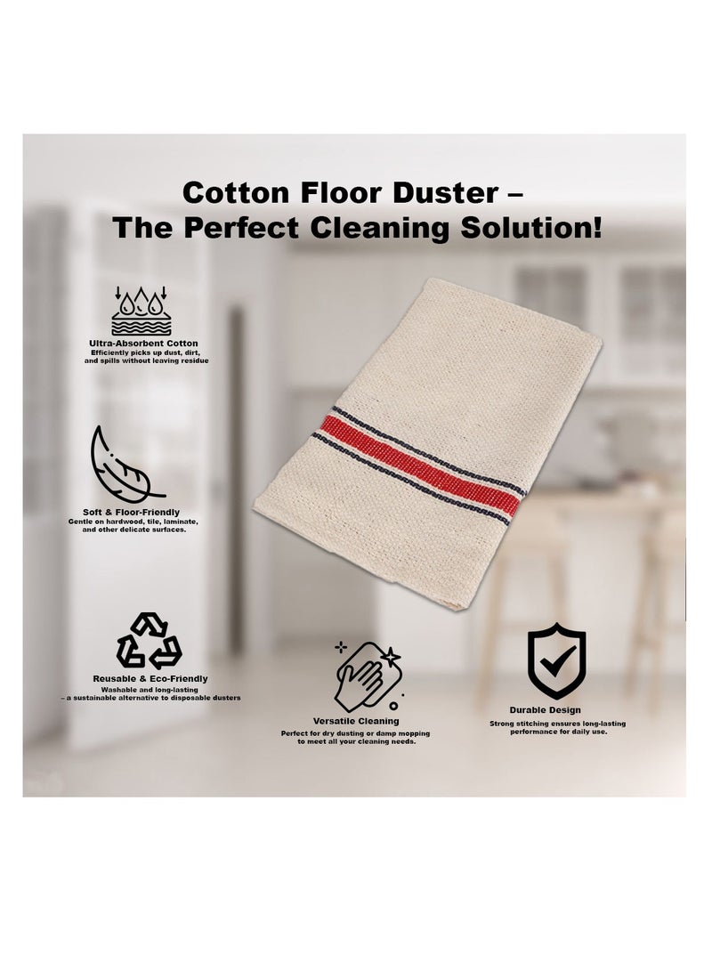 LuxHome Cotton Floor Cleaning Duster Pack – Ultra Absorbent Cleaning Cloths for Wet & Dry Surfaces, Multi-Purpose Towels for Kitchen & Home Use, Beige with Red & Blue Stripes, 19"x19", Pack of 10 - Image 5