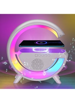 DubaiGallery G Lamp RGB Smart Light Phone Fast Wireless Charger with Speaker Lamp and clock and alarm for iPhone Samsung Galaxy Andriod Phones - White  - Image 3