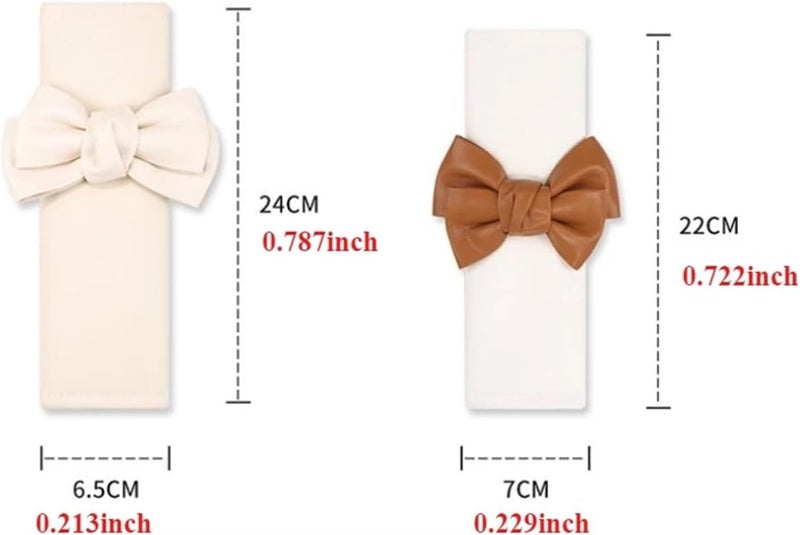 Seat Belt Cover Pad 2pc Car seat Belt Shoulder Protector Bow Decoration Seat Belt Small Interior Decoration Protection Accessories(White) - Image 3