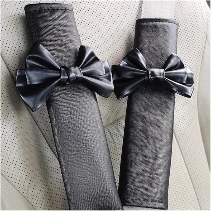 Seat Belt Cover Pad 2pc Car seat Belt Shoulder Protector Bow Decoration Seat Belt Small Interior Decoration Protection Accessories(White) - Image 5
