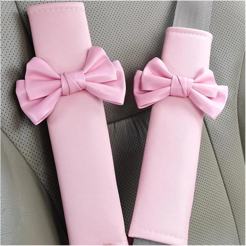 Seat Belt Cover Pad 2pc Car seat Belt Shoulder Protector Bow Decoration Seat Belt Small Interior Decoration Protection Accessories(White) - Image 4