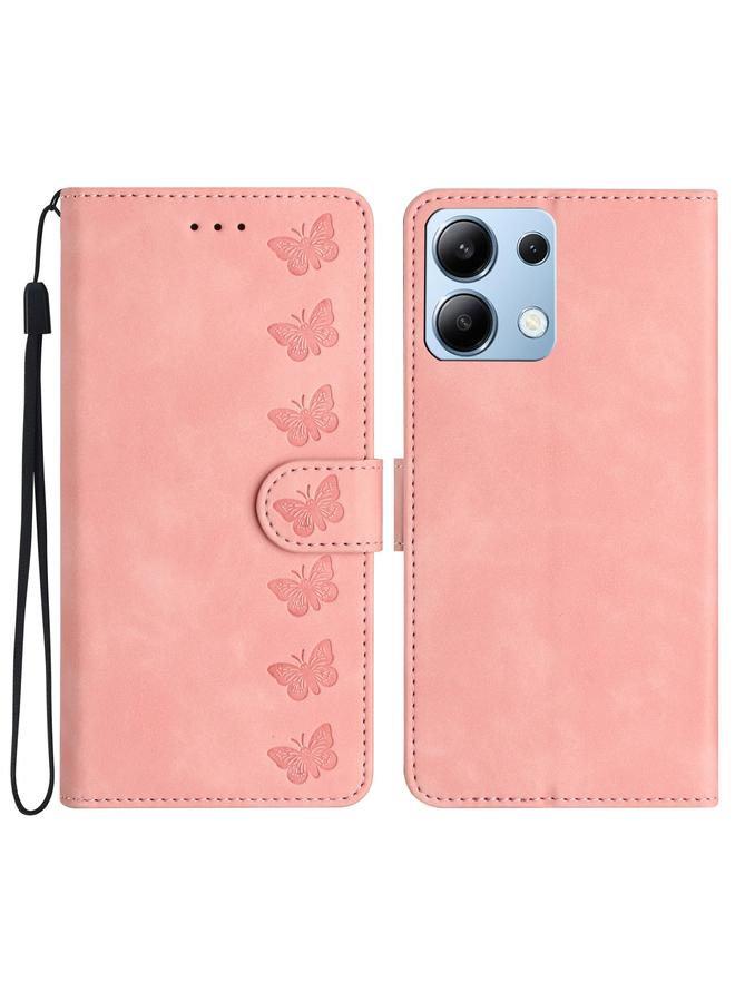 اس-توب جراب لهاتف Redmi Note 13 4G جراب هاتف جلدي منقوش بسبع فراشات - Image 1