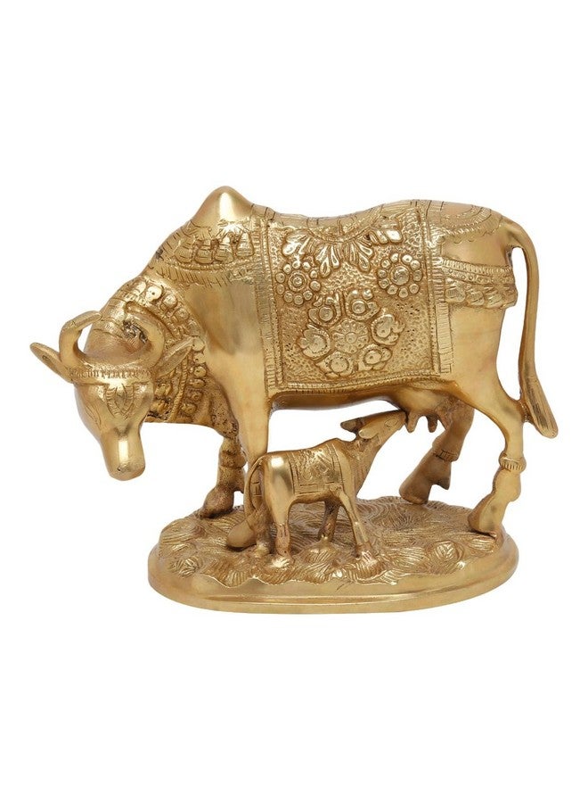 Pick End Now Brass Kamdhenu Cow and Calf Sculpture 2.8kg | Spiritual Showpiece for Vastu | Nandi Cow Idol for Puja & Home Décor | Product Dimensions - 6 x 4 x 6.5 Inches, Idol - Image 5