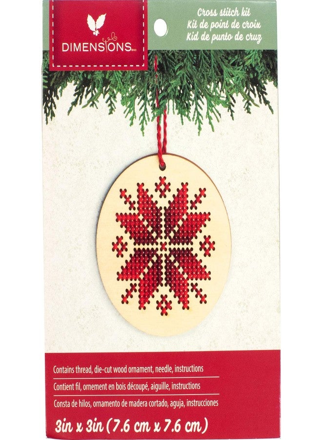 Dimensions Counted Cross Stitch, Nordic Snowflake Wooden Christmas Ornament Craft Kit, 1 Pc - Image 2