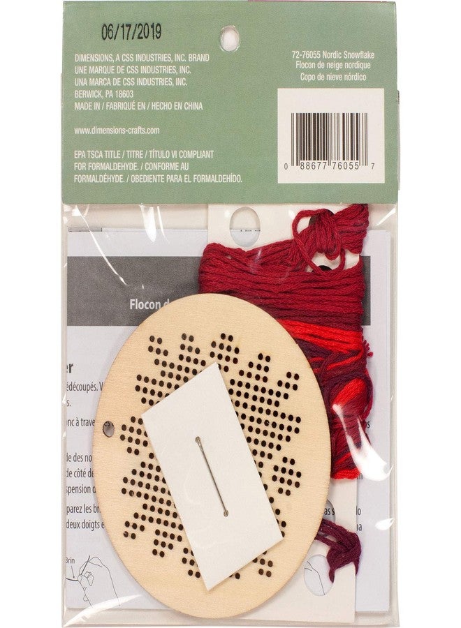Dimensions Counted Cross Stitch, Nordic Snowflake Wooden Christmas Ornament Craft Kit, 1 Pc - Image 3