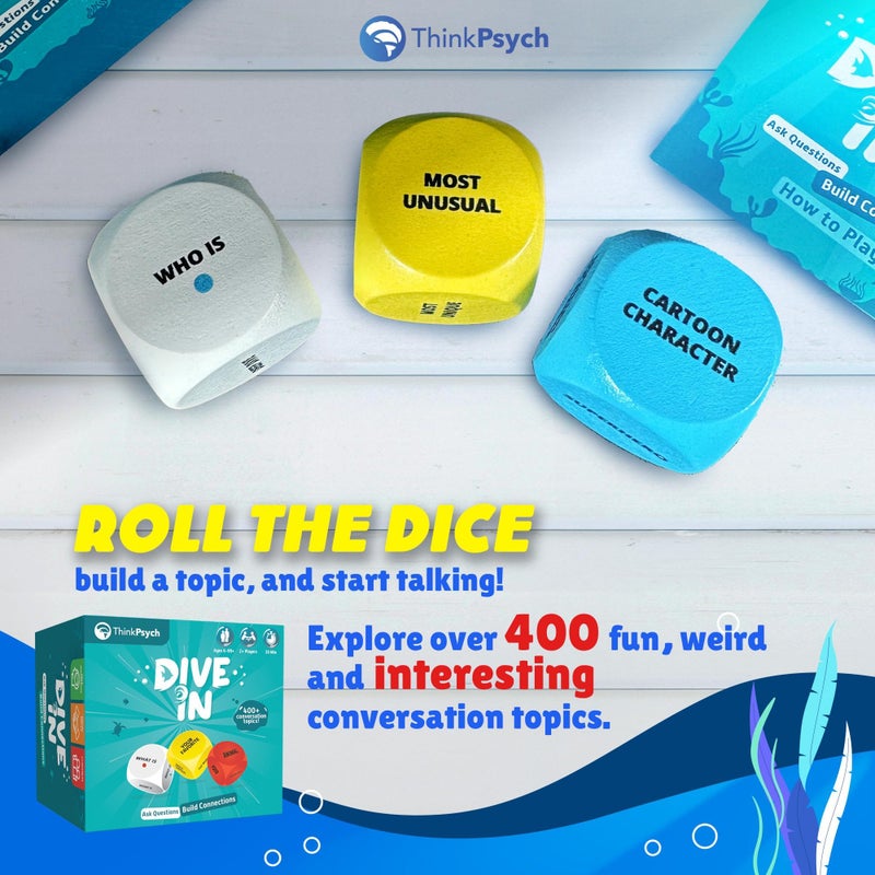 ThinkPsych Dive in - SEL Conversation Dice Game with 400+ Topics | Therapy Games for Kids & Teens | Social Emotional Learning for Home & School | Play Therapy & Counseling Toys | Ages 6-99 - Image 3