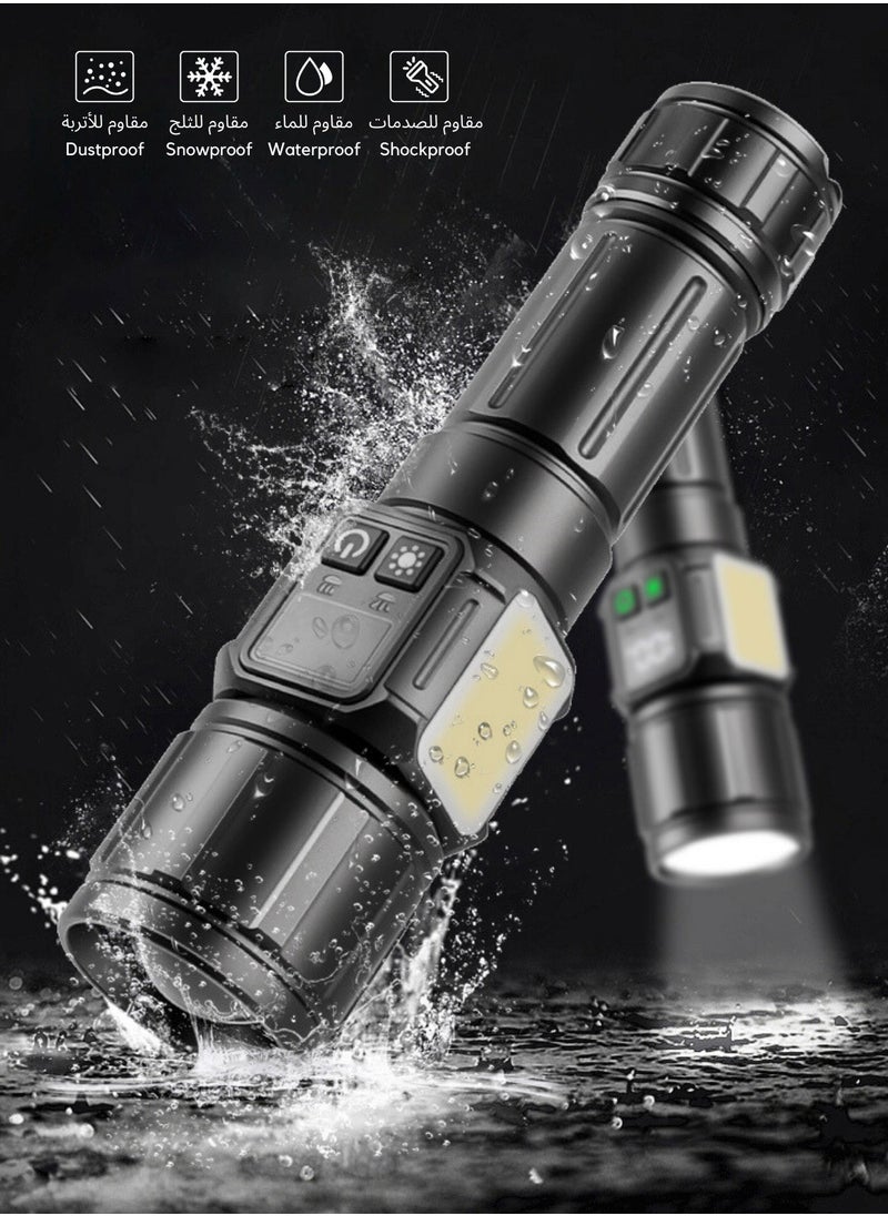 Frostvolt - 2 x Flashlight for Camping | 9 Modes High Lumens Waterproof and Shockproof Torch Light | 1500 Meters Zoomable 30W LED Camping Accessory | 5000mAh Rechargeable Battery for Up to 10-Hour Usage | Magnetic Base with COB Side Light for Multiple Use Cases - Image 1