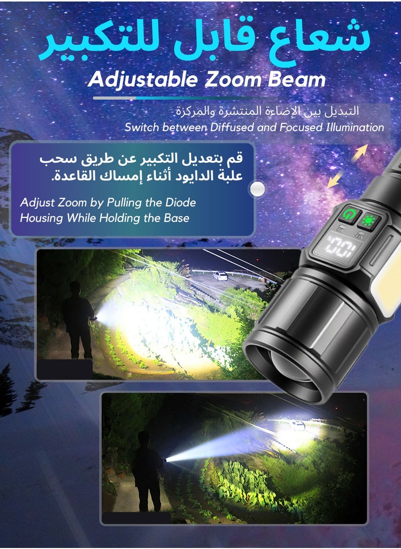 Frostvolt - 2 x Flashlight for Camping | 9 Modes High Lumens Waterproof and Shockproof Torch Light | 1500 Meters Zoomable 30W LED Camping Accessory | 5000mAh Rechargeable Battery for Up to 10-Hour Usage | Magnetic Base with COB Side Light for Multiple Use Cases - Image 1