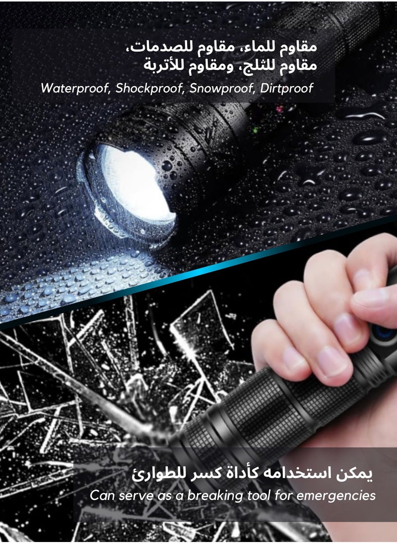 Frostvolt - 2 x Flashlight for Camping | 9 Modes High Lumens Waterproof and Shockproof Torch Light | 1500 Meters Zoomable 30W LED Camping Accessory | 5000mAh Rechargeable Battery for Up to 10-Hour Usage | Magnetic Base with COB Side Light for Multiple Use Cases - Image 1