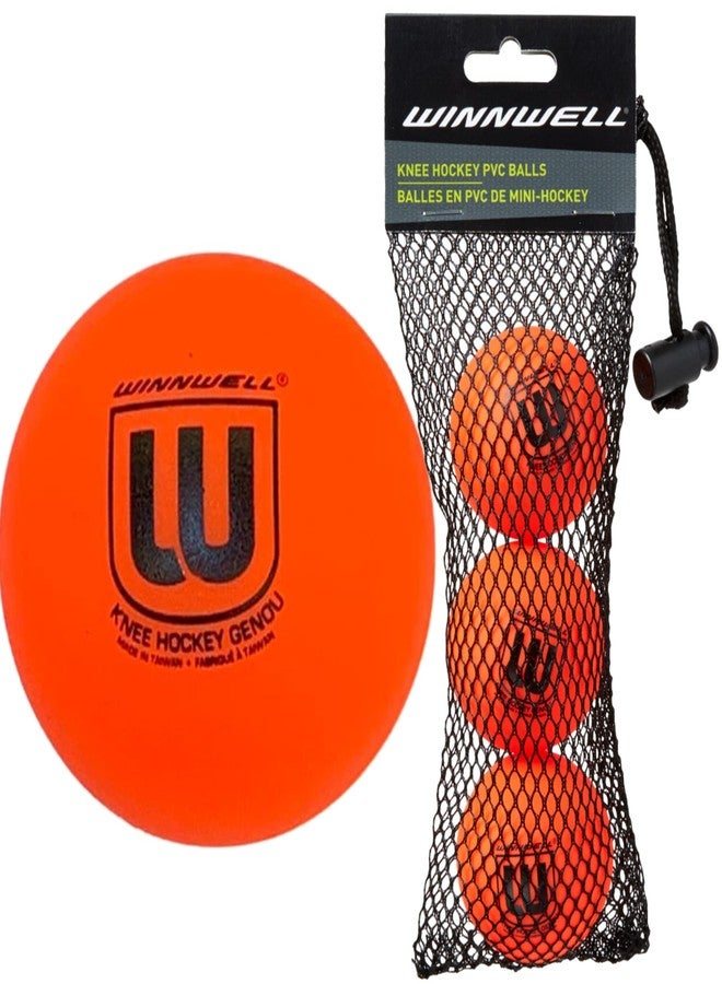 Winnwell PVC Knee Hockey Balls - Indoor/Outdoor Street Floor Games for Hockey Sports Training & Matches with Mesh Bag