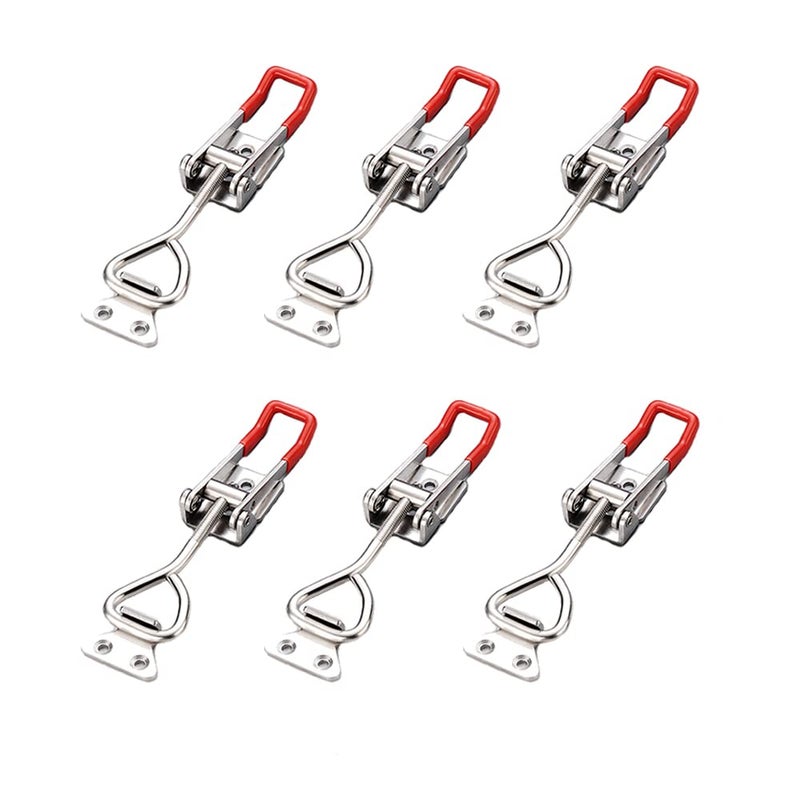 E-TING 6-Pack 4001 330Lbs Holding Capacity Adjustable Toggle Latch Clamp Smoker Latch Clamps 150Kg Quick Release Pull Latch +24 Screws for Various Tool Box - Image 3