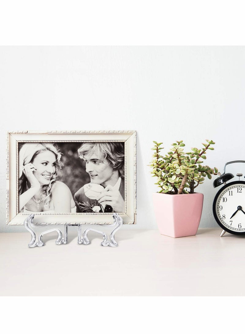 SOLARAE 12 Pieces 7 Inches Plastic Easel Stands Plate Holders Picture Stand Clear for Display Frame Collectibles Desktop Party Home Decoration - Image 4