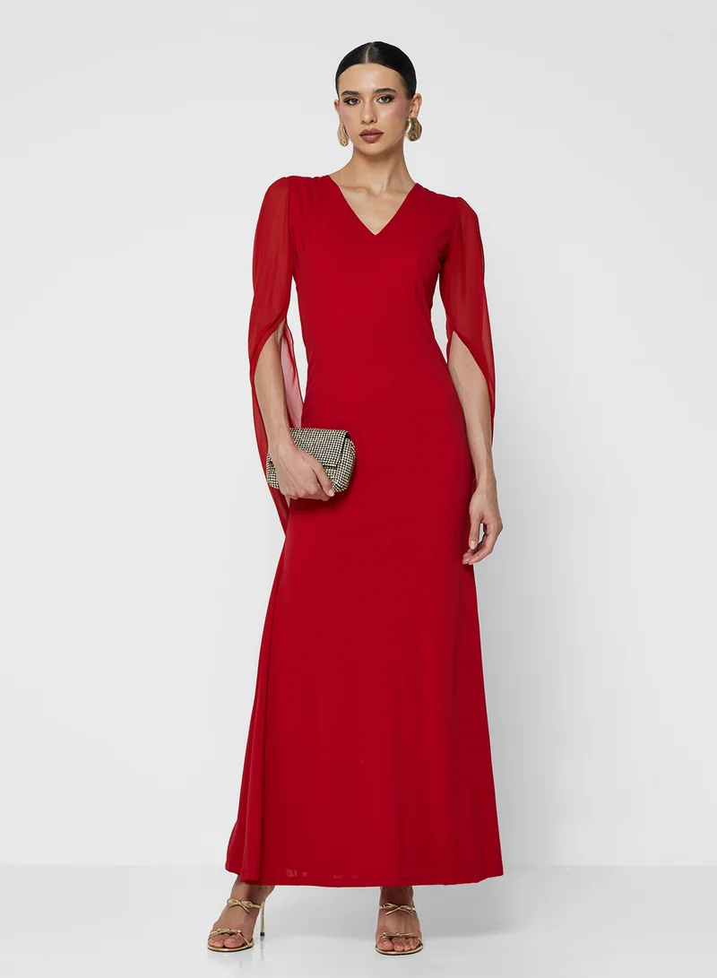 Golden Apple Split Sleeves Maxi Dress
