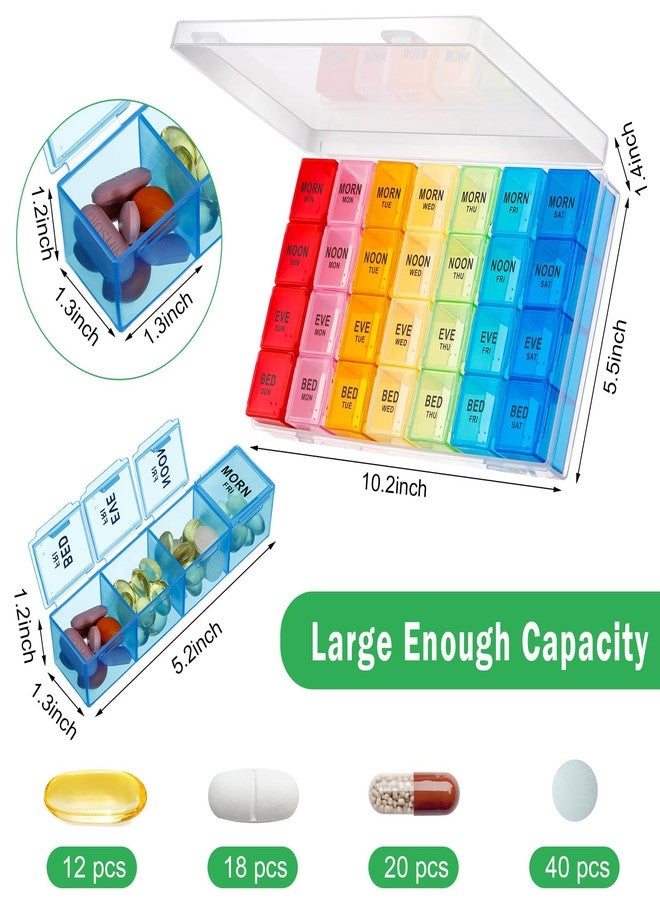 Hsei 4 Pack Pill Organizer Monthly XL Large Weekly Pill Organizer 4 Times a Day Box 7 Day Moisture Proof 4 Weeks Case Large(10.2 x 5.5 x 1.4 Inch) - Image 2