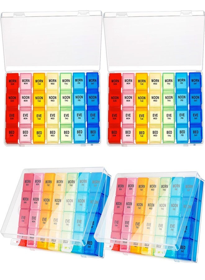 Hsei 4 Pack Pill Organizer Monthly XL Large Weekly Pill Organizer 4 Times a Day Box 7 Day Moisture Proof 4 Weeks Case Large(10.2 x 5.5 x 1.4 Inch) - Image 1