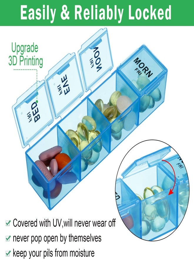 Hsei 4 Pack Pill Organizer Monthly XL Large Weekly Pill Organizer 4 Times a Day Box 7 Day Moisture Proof 4 Weeks Case Large(10.2 x 5.5 x 1.4 Inch) - Image 3