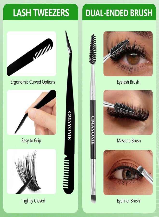 CMAYOME Lash Extension Kit, 30D 40D 50D 60D 80D 100D Lash Clusters Kit with Lash Bond and Seal, 684Pcs Individual Lash Clusters with Lash Tweezers, Lash Remover and Eyelash Brush - Image 5