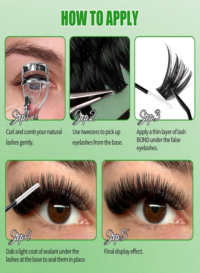 CMAYOME Lash Extension Kit, 30D 40D 50D 60D 80D 100D Lash Clusters Kit with Lash Bond and Seal, 684Pcs Individual Lash Clusters with Lash Tweezers, Lash Remover and Eyelash Brush - Image 3