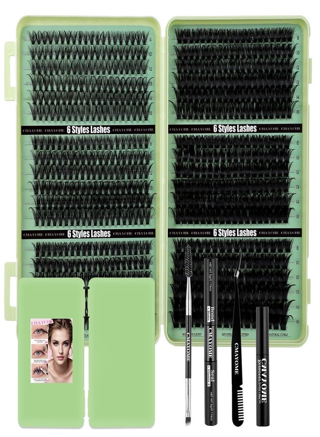 CMAYOME Lash Extension Kit, 30D 40D 50D 60D 80D 100D Lash Clusters Kit with Lash Bond and Seal, 684Pcs Individual Lash Clusters with Lash Tweezers, Lash Remover and Eyelash Brush - Image 1