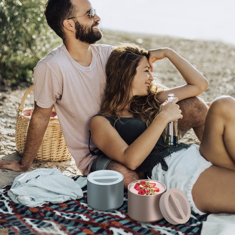 Bentgo حاوية طعام معزولة من بنتغو من الفولاذ المقاوم للصدأ - عزل ثلاثي الطبقات غطاء مانع للتسرب تصميم فم واسع - سعة 2.4 كوب مستدامة مواد غذائية آمنة مثالية للطعام البارد أو الدافئ (أكوا) - Image 5