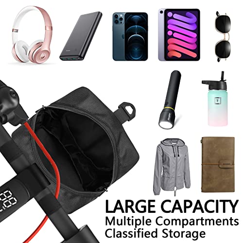 Xxerciz Scooter Storage Bag, Nylon Scooter Handlebar Bag Front Hanging Bag with Adjustable Strap and Zipper Closure for for Carrying Phone, Wallet, Charger Tools, Repair Tools - Image 4
