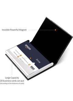 Generic Business Card Holder, Business Card Case Professional PU Leather & Stainless Steel Multi Card Case, Metal Slim Name Card Holder, Business Card Holder Wallet Credit Card ID Case/Holder. (Black)  - Image 4