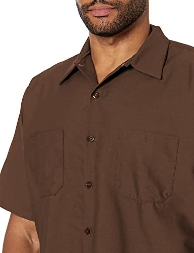 Red Kap Mens Short Sleeve Industrial Work Shirt, Chocolate Brown, XX-Large US - Image 3