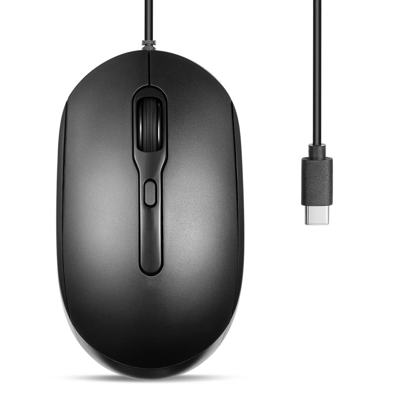 Perixx PERIMICE222C USB Type C Wired Optical Mouse 59 Ft Cable Adjustable 120016002000 DPI Silent Click Ambidextrous Black - Image 2